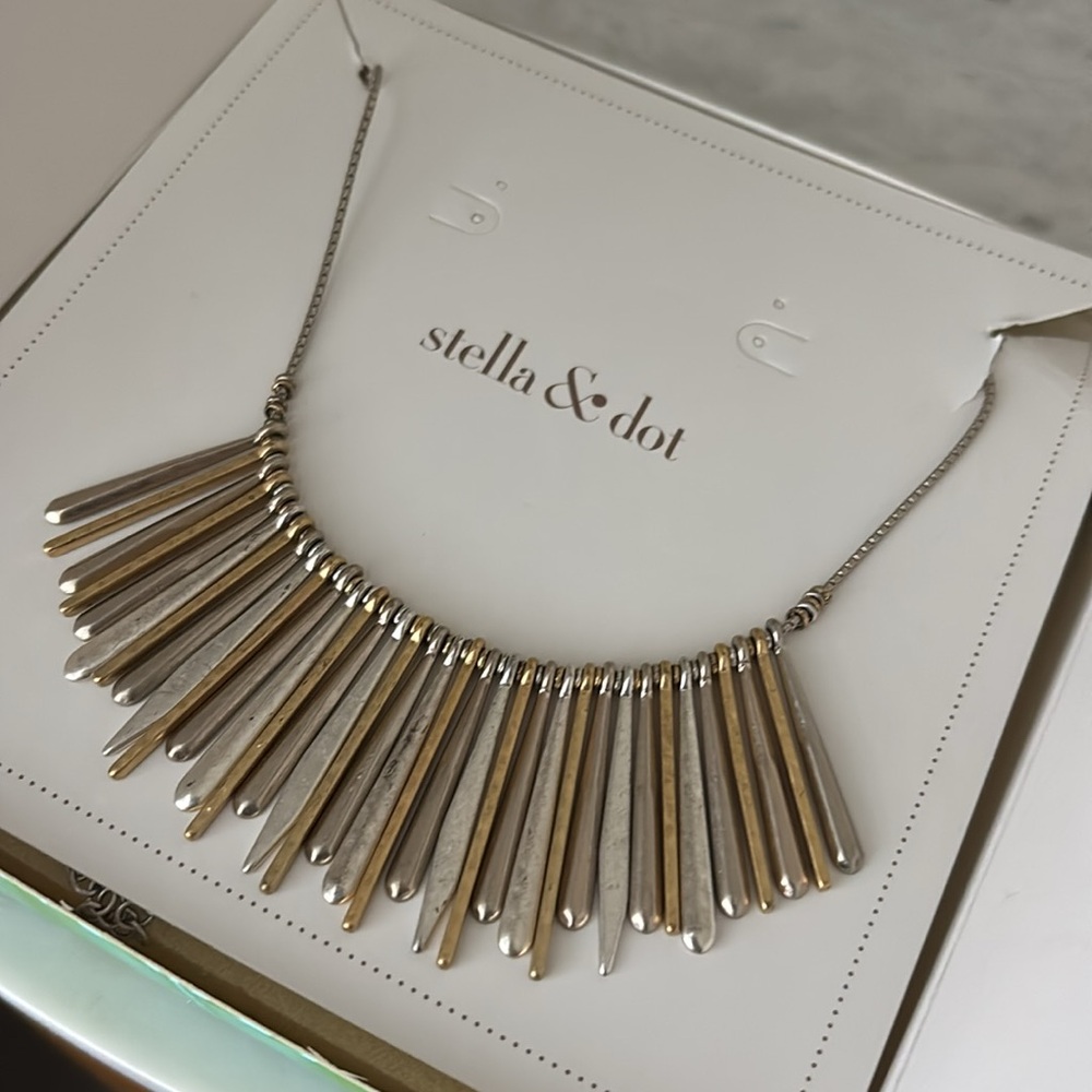 Like New - Stella & Dot Essential Fringe Necklace Mixed Metal Retired Vintage